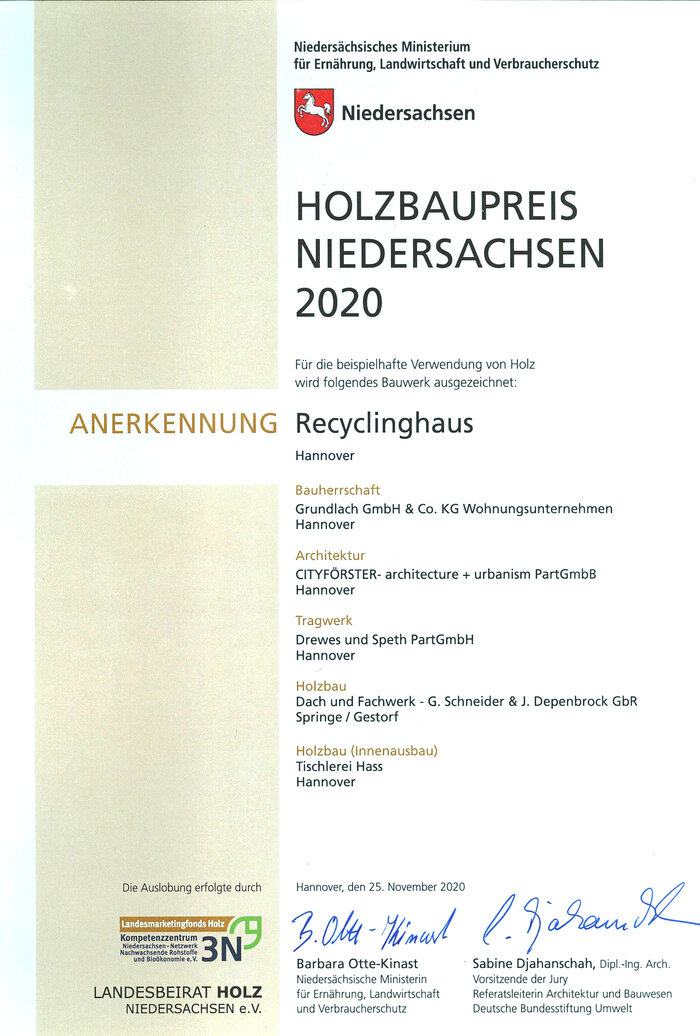 Recyclinghaus_Holzbaupreis Niedersachsen 2020