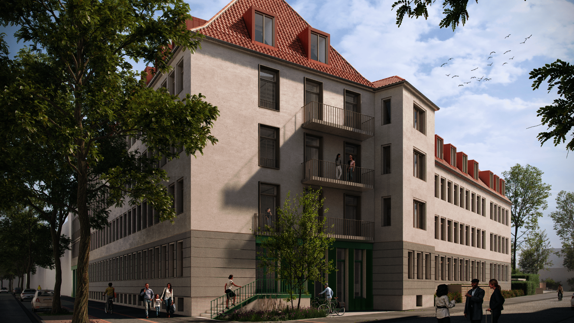 Ein Projektvisualisierung zeigt die Sicht von der Marienstraße aus.