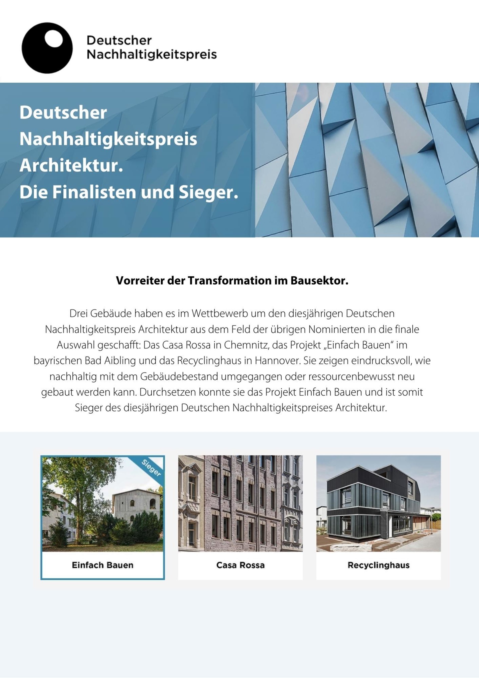 Recyclinghaus_Deutscher Nachhaltigkeitspreis Architektur 2022
