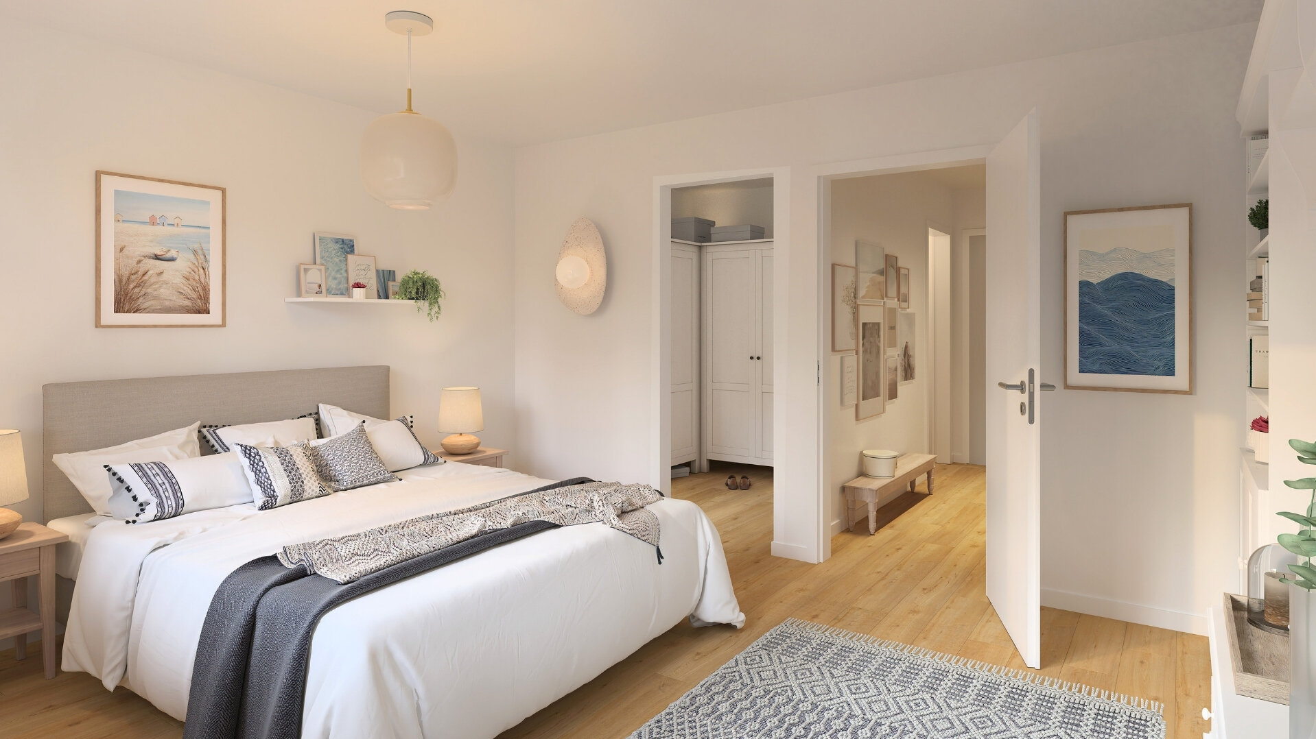 Schlafzimmer mit Ankleide_Neubau-Reihenhäuser als Kapitalanlage in Velber bei Hannover | VelbERLEBEN