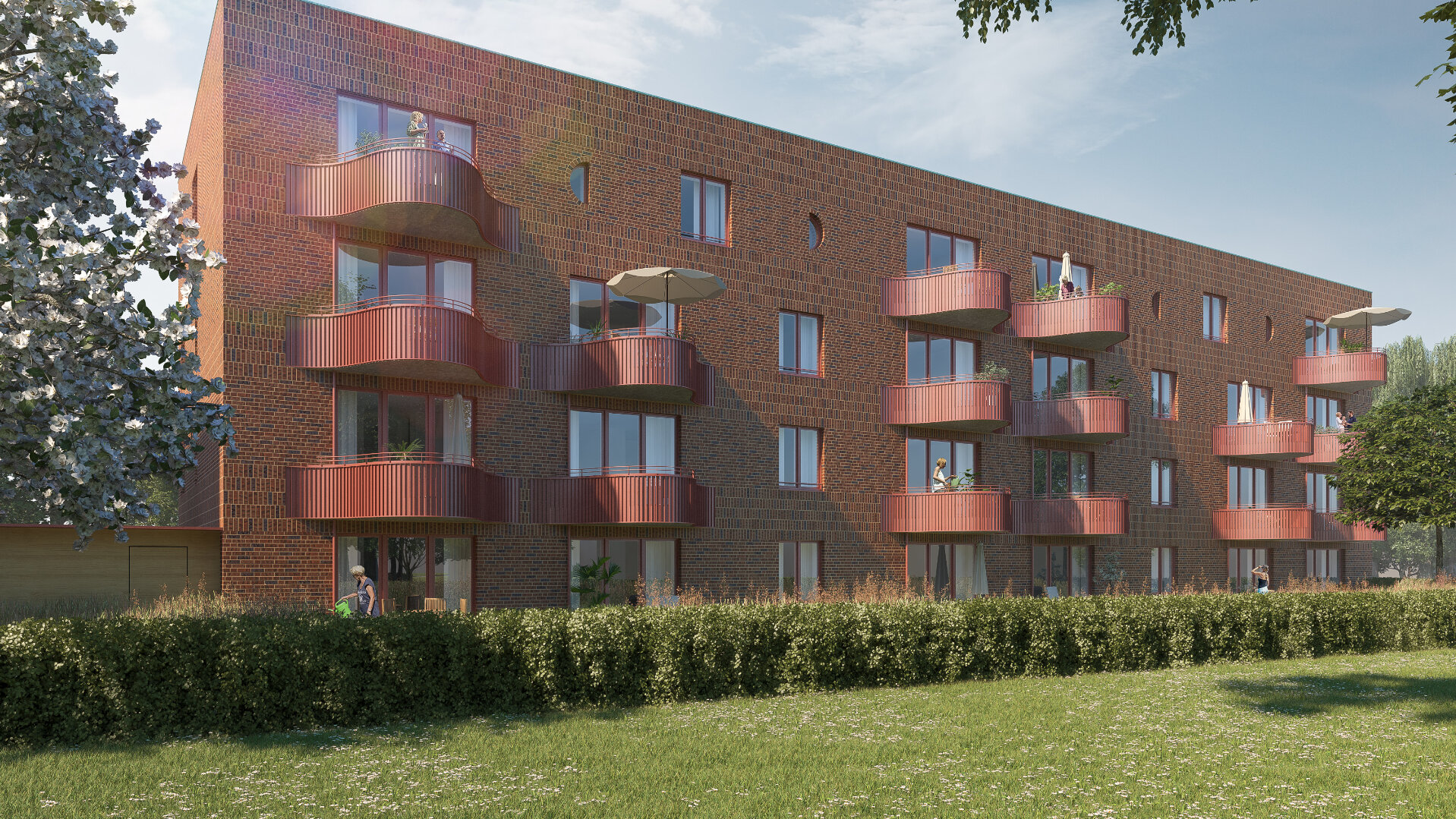 Eigentumswohnungen im Buchholzer Grün: Roter Klinker, geschwungene Balkone und viele Grünflächen