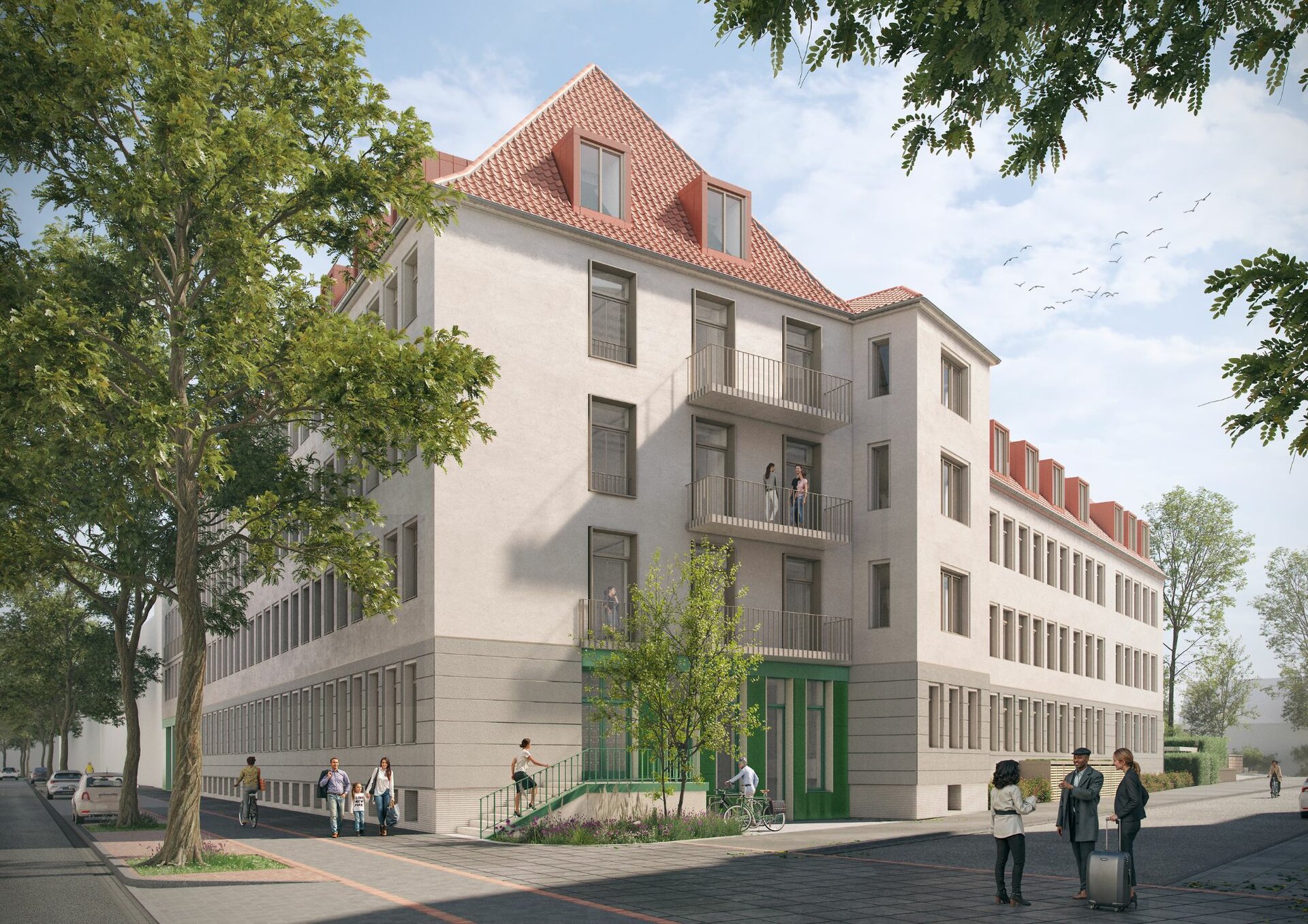 Eine Projektvisualisierung zeit den Blick von der Marienstraße aus.