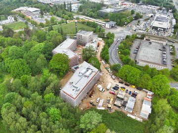 Schornsteinfegerschule Hannover - Drohnenaufnahme des Bau durch Gundlach Bauunternehmen