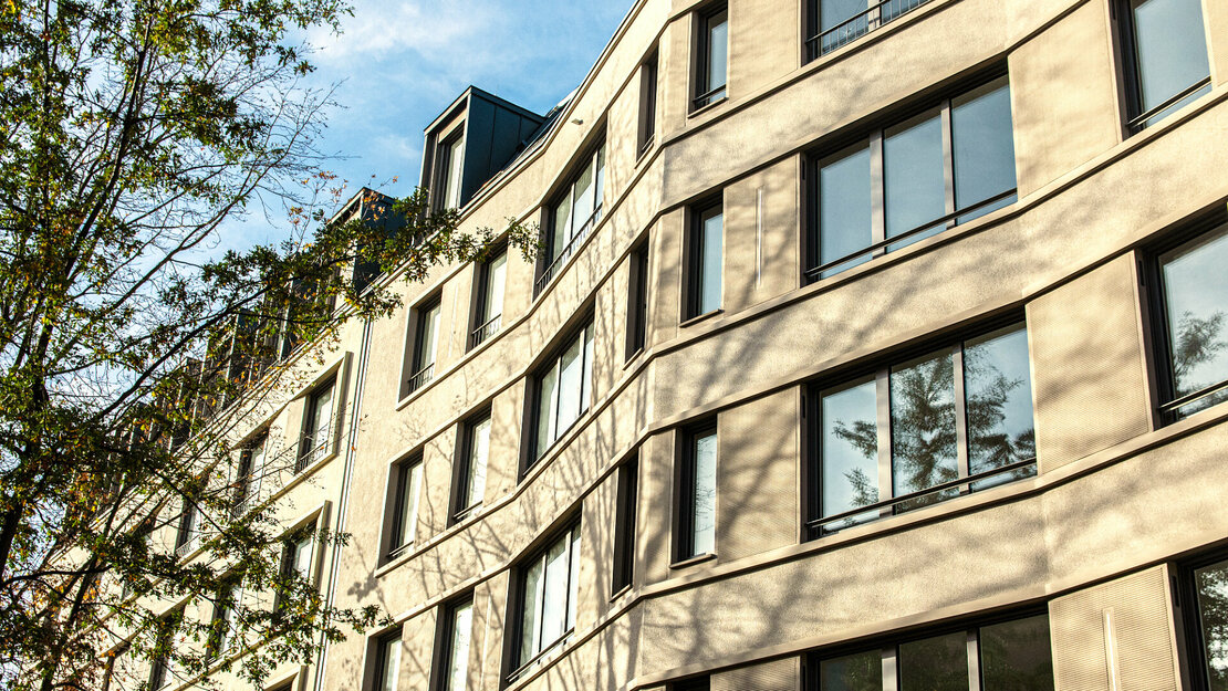 Ansicht Fassade im Neubauprojekt "mitteNgrün" in Hannover Mitte