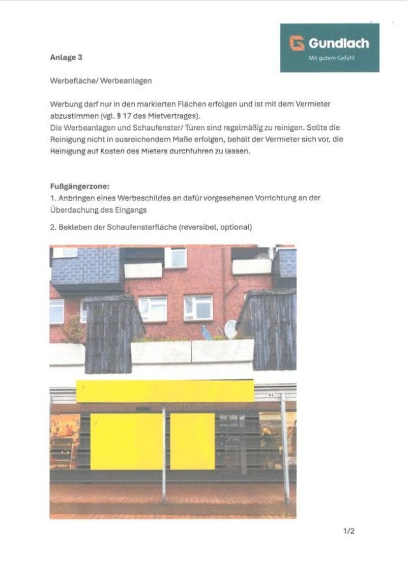 Werbeanlagen Hinweis